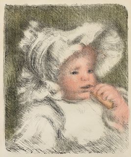 after PIERRE AUGUSTE RENOIR (French 1841-1919) A LITHOGRAPH, "L'Enfant au Biscuit,"