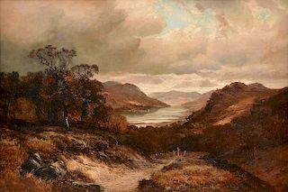 WILLIAM KEITH (American 1838-1911) A PAINTING, "Mountain Valley Landscape,"
