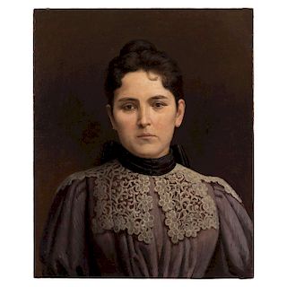 TIBURCIO SÁNCHEZ (MEXICO, 1837 - 1902). PORTRAIT OF A LADY. Oil on canvas. Signed and dated in 1896. 
