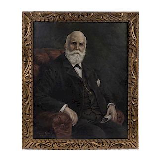 SIGNED "EDUARD KLENK". PORTRAIT OF A GENTLEMAN, CIRCA 1920. Oil on canvas. Signed and dated "MEXICO, 1925".