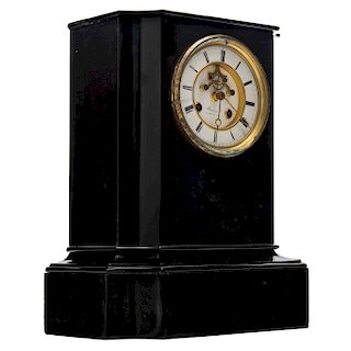 CLOCK. FRANCE, CIRCA 1900. Brand HANSSARD. Stone support. Fall-front glass cover.