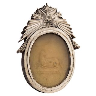 AGNUS DEI WAX DISK. THE LAMB OF GOD. ITALY, CIRCA 1900. Wax with silver frame. 
