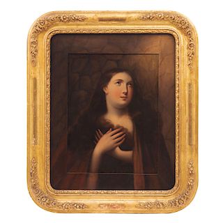 MARY MAGDALENE. MEXICO, END OF THE 19TH CENTURY. Oil on zinc blade. 