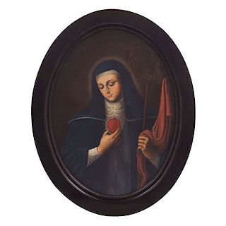 SAINT GERTRUDE. MEXICO, END OF THE 19TH CENTURY. Oil on canvas. 