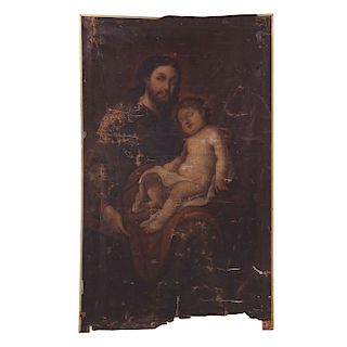 SAINT JOSEPH WITH CHILD. MEXICO, 18TH CENTURY. Oil on canvas. 