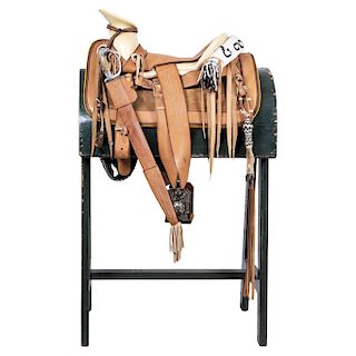 ANTIQUE HORSE SADDLE. MEXICO, 20TH CENTURY. Skeleton mount of square bars and buckle portions. 
