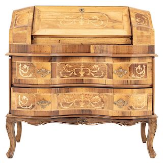 SECRÉTAIRE. FRANCE, 19TH CENTURY. Veneered wood with gilt-brass details. 4 exterior drawers and 2 indoors.
