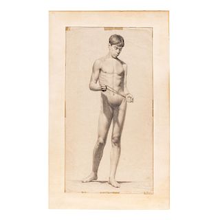 ADRIÁN DE UNZUETA (MEXICO, 1865-?) A PAIR OF MALE NUDES. Charcoal and graphite on paper. Signed. Quantity: 2