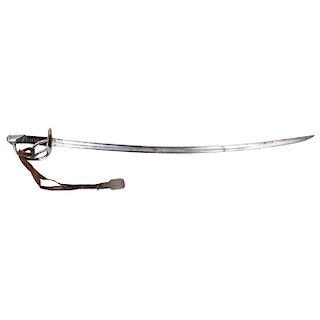 LIGHT CAVALRY SABER. GERMANY, 19TH CENTURY. Steel blade. Skin and wire rod hilt.