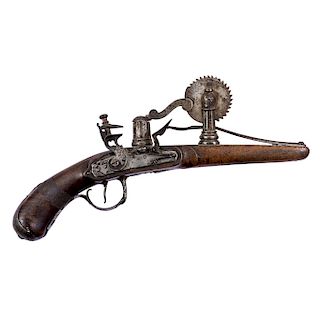 LIGHTER. FRANCE, 19TH CENTURY. Marked: "JULIAN PASQUAL". Iron and wood. Flint mechanism. 