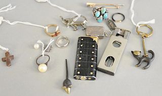 Lot of jewelry to include silver and turquoise ring, silver locket.