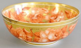 Derby porcelain bowl with gold ground, crossed batons and D mark, painted with a garland of roses, circa 1810, ht. 4 3/4 in., dia. 1...