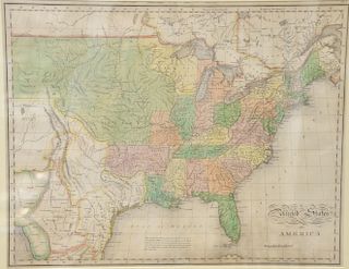 Map of the United States of America hand colored engraved western part constructed from surveys of Lewis and Clark and Pike made by ...