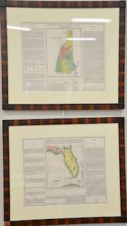 Set of four colored copper engraved geographical, historical and statistical map of New Hampshire, Florida, Indiana and Michigan. si...