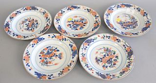 Set of five Chinese Imari porcelain dessert plates, 19th century, dia. 8 3/4 in.