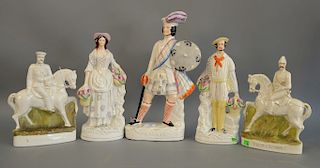 Staffordshire five piece group to include General French, Lord Kitchener, Wallace and a pair of figures. hts. 12 1/4 in to 17 1/2 in.