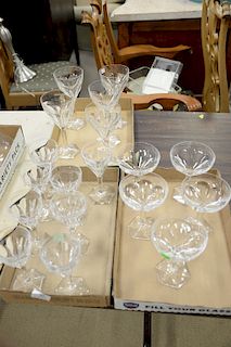 Val St. Laurent set of crystal stems to include six tall red wines, five white wines, and set of eight stemmed cordials.