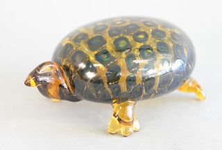 Venini Italian glass model of a turtle, 20th century, lg. 4 in.
