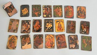 Set of twenty four paper mache persian playing cards, as is. 1 1/2" x 2 3/4".