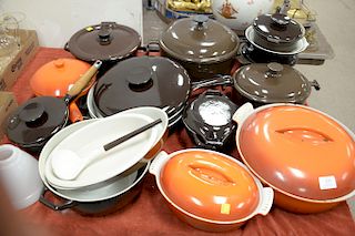 Large lot of Capco and Le Creuset cookware, approx. twenty five pieces including covers.