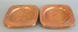 Set of fourteen copper square plates marked Mexico Danica. 11 1/4" x 11 1/4".