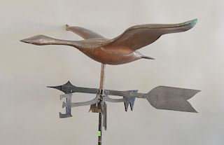 Copper goose weathervane with directionals. ht. 38 in.