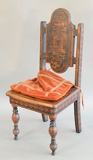 Continental black and red painted child's chair, 19th century. ht. 23 1/2 in.