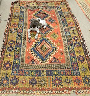 Kilim oriental throw rug, 4' 8" x 8' 4".