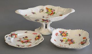 Twenty piece Rockingham dessert service, 19th century, to include a lozenge - shaped footed compote (ht. 6 1/8 in., lg. 15 in.), thr...