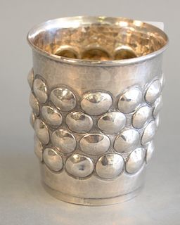 Silver mug, hand hammered,ht. 4 1/8 in., dia. 3 3/4 in., 6.1 t.oz.