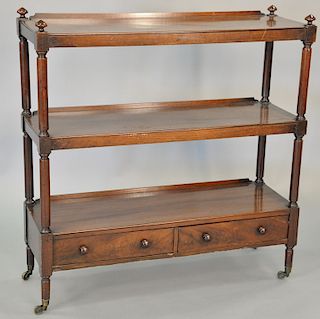 Regency mahogany open bookcase three tier shelf, 19th century. ht. 35 1/2 in., wd. 36 in., dp. 12 in.
