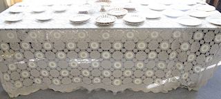 Crocheted tablecloth. 8' x 8'.