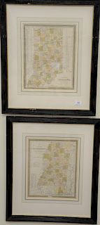 Set of seven hand colored engraved maps by H.C. Tanner, Louisiana, Kentucky, Ohio, Georgia, Mississippi, Indiana, and Tennessee. sig...