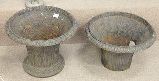 Victorian iron planter along with one broken as is and no base. lg. 14 1/2" and 12".