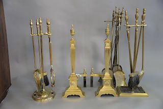 Brass tools and andiron group.