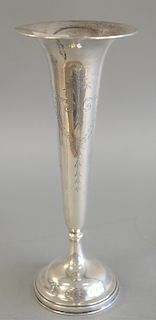 Gorham sterling silver trumpet form vase. ht. 12 in.
