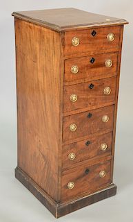 Small George III mahogany six drawer tall chest. ht. 37 1/2 in., top: 15 1/2" x 18".