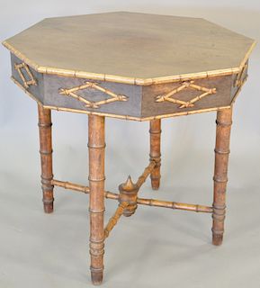 Victorian faux bamboo octagonal table. ht. 29 in., wd. 32 in.