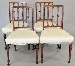 Set of four Edwardian side chairs.