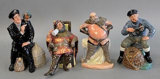 Four Royal Doulton Figures to include Falstaff, The Lobsterman, Shore Leave, The Foaming Quart. ht. 5 1/4" to 7 1/4".