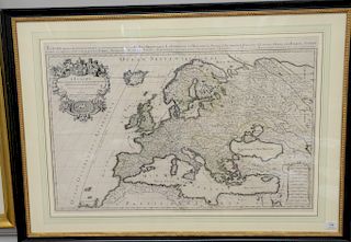 Large hand colored engraved map of L'Europe Divise suivant sanson, Alexis Hubert Jaillot. sight size: 23" x 34 1/2".