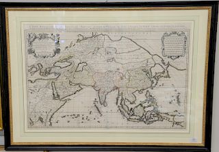 Hubert Jaillot map, hand colored engraved, large double page, L'Asie Divisee en ses principales Regions Sanson. sight size: 23" x 34...