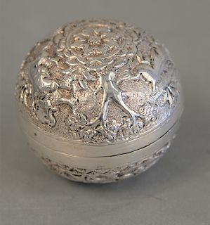 Continental silver ball container, ht. 2 1/4 in., 2.1 t.oz.