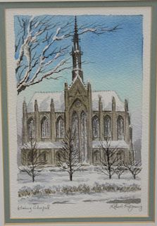 Robert Young, water color, Heinz Chapel, pencil signed and titled. sight size 8" x 5"