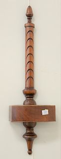 Victorian style mahogany hanging letter rack with columnar black cut for letters with inlaid edge. ht. 36 in., wd. 10 in.