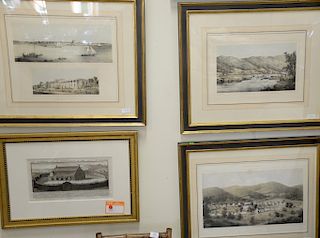 Six piece lot of artwork to include colored engraving, Departure of the Royal Squadron September 4th 1846, drawn by Le Capelain -- T...