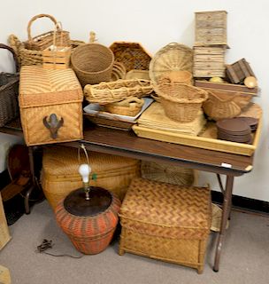 Large group of baskets, trays. etc.
