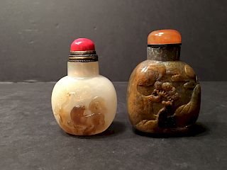 OLD Two Chinese Agate Snuff Bottles, 19th century