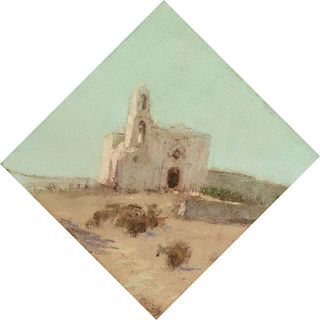 FRANK REAUGH (American/Texas 1860-1945) A DRAWING, "Mission Nuestra Señora de Guadalupe, Juarez, Mexico,"