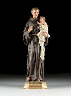A FRANCISCAN SANTO SCULPTURE, "Saint Anthony of Padua," 20TH CENTURY,